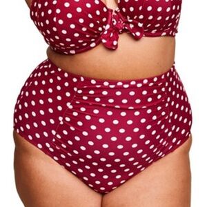 ADOREME 2xl Shelby Dot Red Plus Swimwear Highwaisted Bottoms